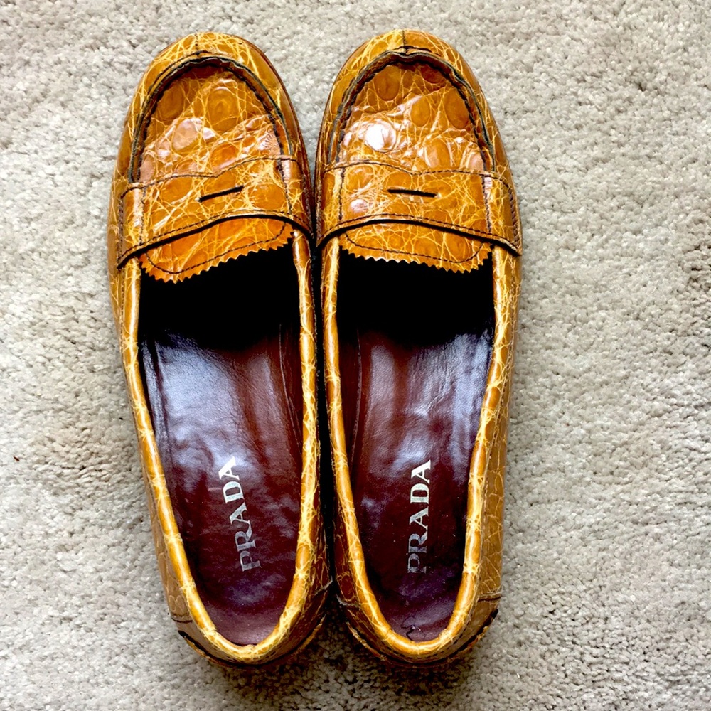 Women’s Prada Crocodile Leather Penny Loafers